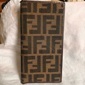 Genuine vintage Fendi Zucca logo print checkbook cover/slim wallet.